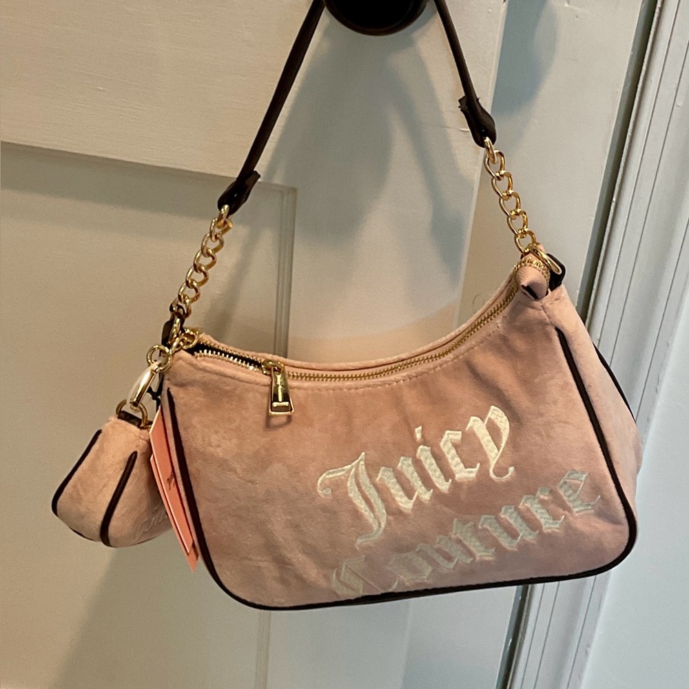 Juicy Couture Blush Shoulder Bag with Gold Chain. NWT